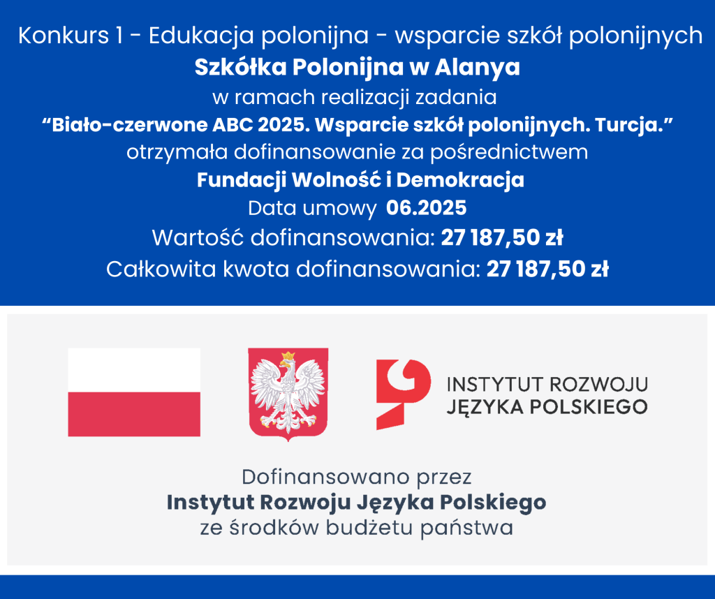 Dofinansowanie dla Szkółki przy Polskim Stowarzyszeniu Kultury i Przyjaźni w Alanyi